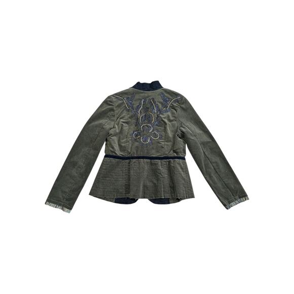 Vintage Anthropologie Basil and Maude Velour Embroidered Boho Blazer Jacket Top - Picture 2 of 5